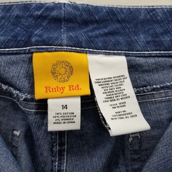 RUBY RD WOMEN JEANS EMBROIDERED ANKLE DESIGN  14 High Rise Medium WASH - Picture 2 of 9